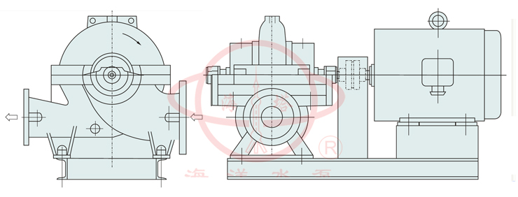 SOW型蝸殼式雙吸清水管道離心泵安裝形式