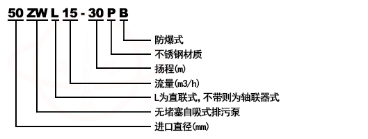 ZWP不銹鋼無堵塞自吸式化工泵型號(hào)意義