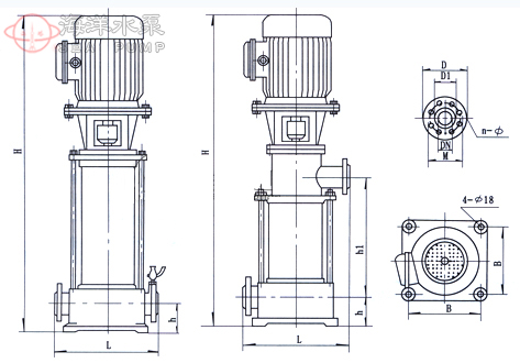 GDL立式清水多級(jí)管道泵安裝尺寸